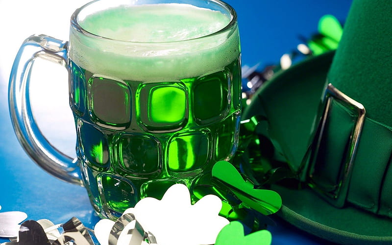 St Patricks Day, green beer, glass of beer, Ireland, traditional drinks, beer, HD wallpaper