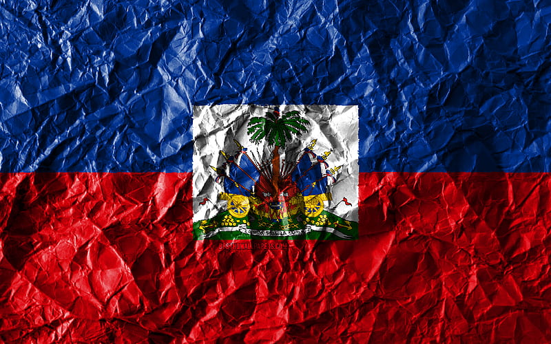 Haitian flag crumpled paper, North American countries, creative, Flag of Haiti, national symbols, North America, Haiti 3D flag, Haiti, HD wallpaper