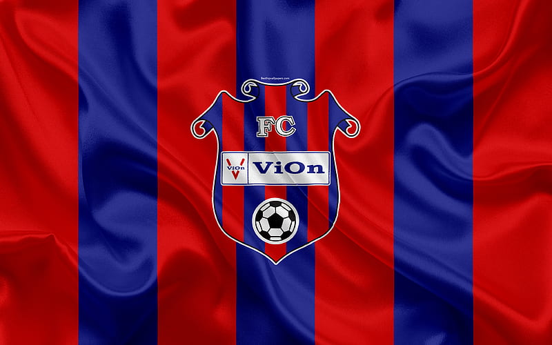 FC ViOn silk texture, Slovak football club, logo, red blue flag, Fortuna liga, Zlate Moravce, Slovakia, football, HD wallpaper