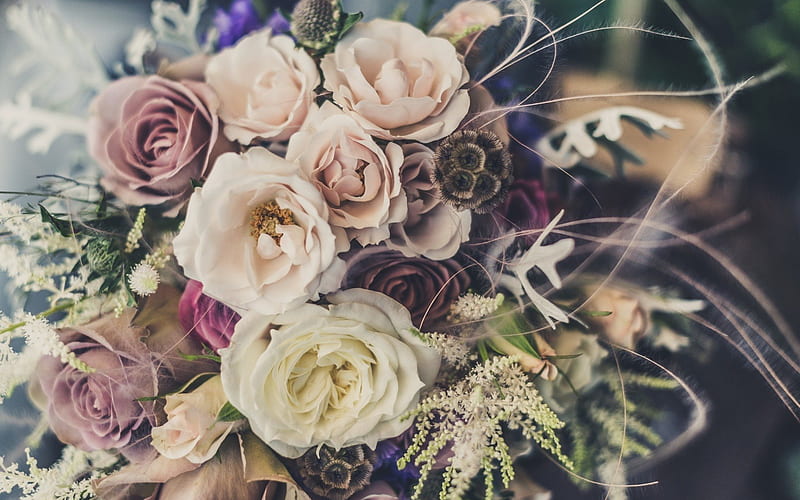 wedding bouquet, a bouquet of roses, bouquet , roses, beautiful roses, bride's bouquet, rose, HD wallpaper