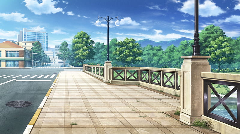 Anime Bridge Street Clouds Blue Sky HD Anime Wallpapers | HD Wallpapers |  ID #105675