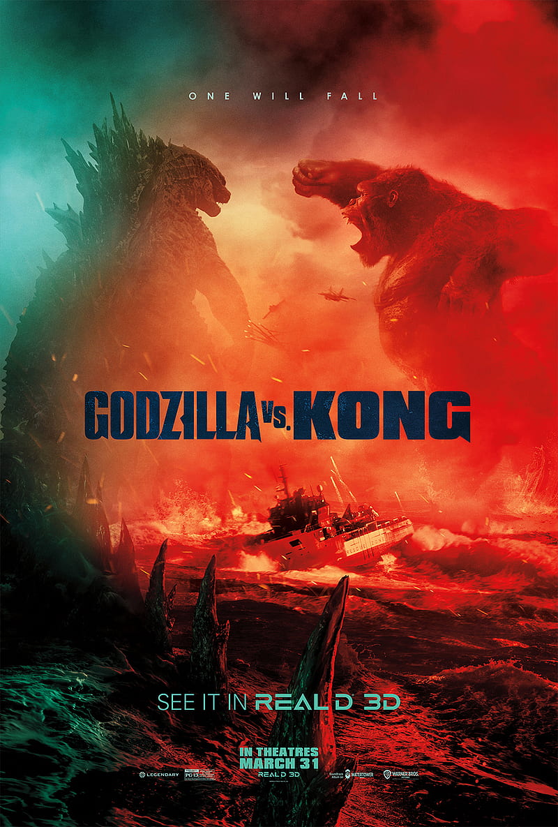 Godzilla Vs Kong, Godzilla, King Kong, movies, battle, kaiju, creature, movie poster, HD phone wallpaper