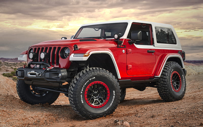 Jeep Jeepster Concept, desert, 2018 cars, offroad, red jeep, SUVs, Jeep, HD wallpaper