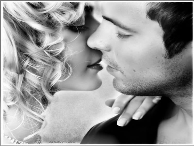 Could I have this KISS Forever , bw, love, man, woman, kiss, couple, HD wallpaper