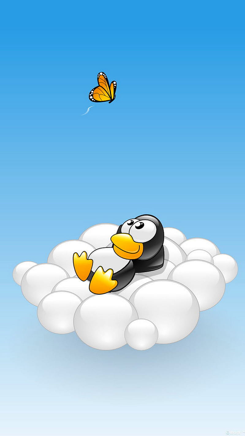 CUTE PENGUIN, little, sky, penguin, funny, cartoon, cute, drawings ...