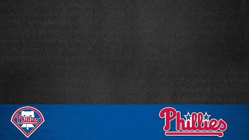 Word Phillies And Logo On Blue Background Under Gray Phillies, HD wallpaper
