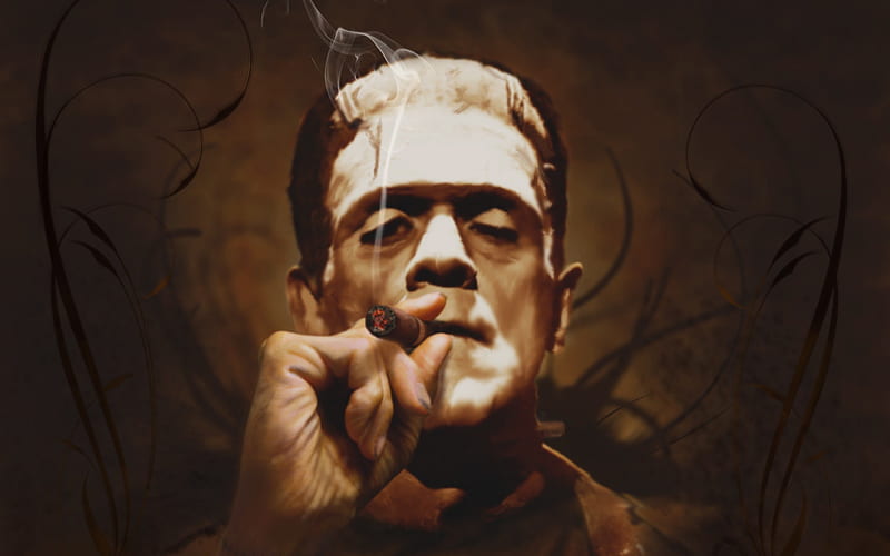 frankenstein, man, monster, cigar, HD wallpaper