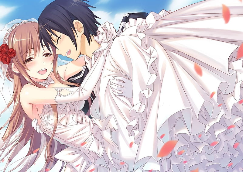 Anime Sword Art Online, anime, anime-girl, anime-couple, love, HD wallpaper