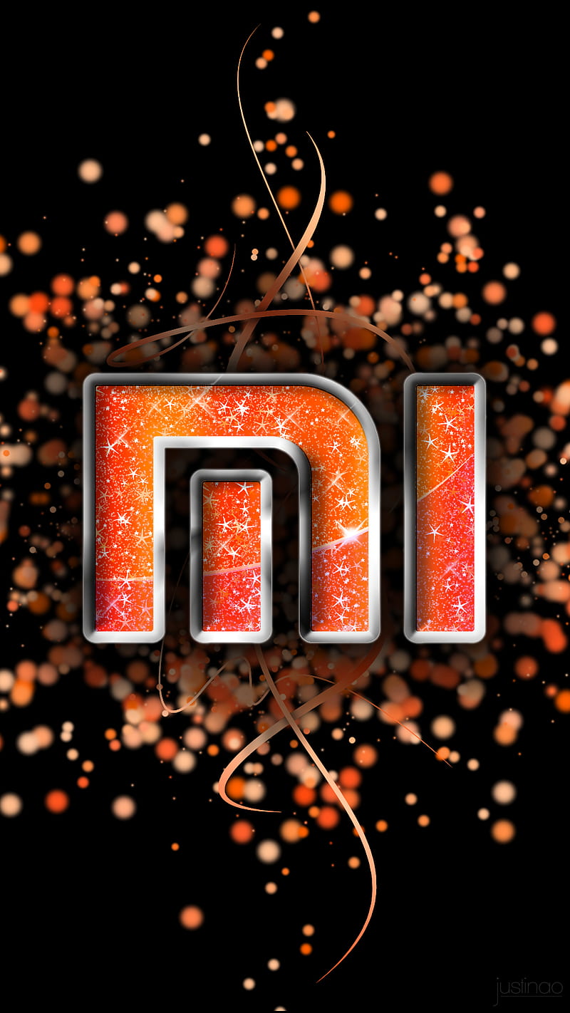mi logo, black, orange, xiaomi, xiaomi logo, HD phone wallpaper