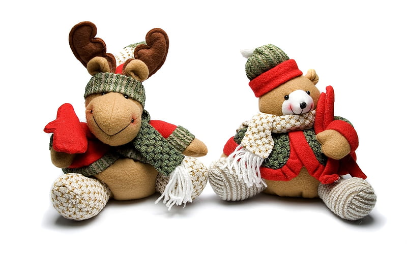 - Christmas Toy - Teddy bear and reindeer, HD wallpaper
