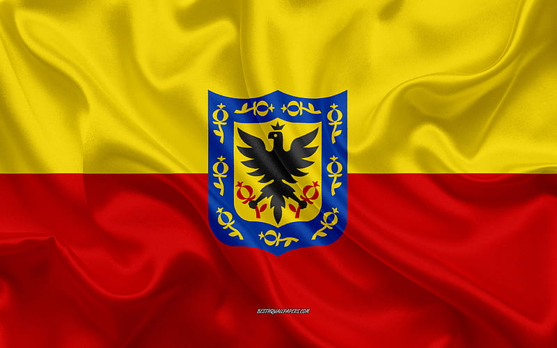Flag of Bogota, Distrito Capital, , silk texture, Bogota, Colombian city, Bogota flag, Colombia, HD wallpaper
