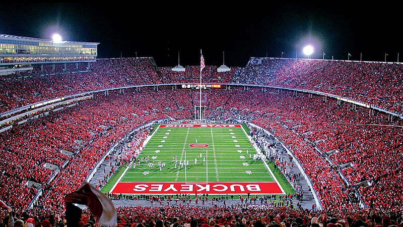 Buckeyes Ohio State Stadium With Players And Audience Ohio State, HD wallpaper