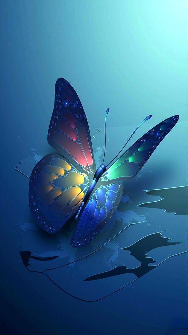 butterfly, digital, wing, designs, colors, blue, HD phone wallpaper