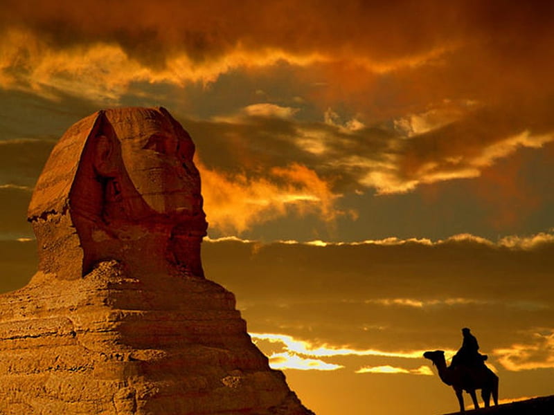 the Sphinx, mystery, desert, sky, bedouin, HD wallpaper