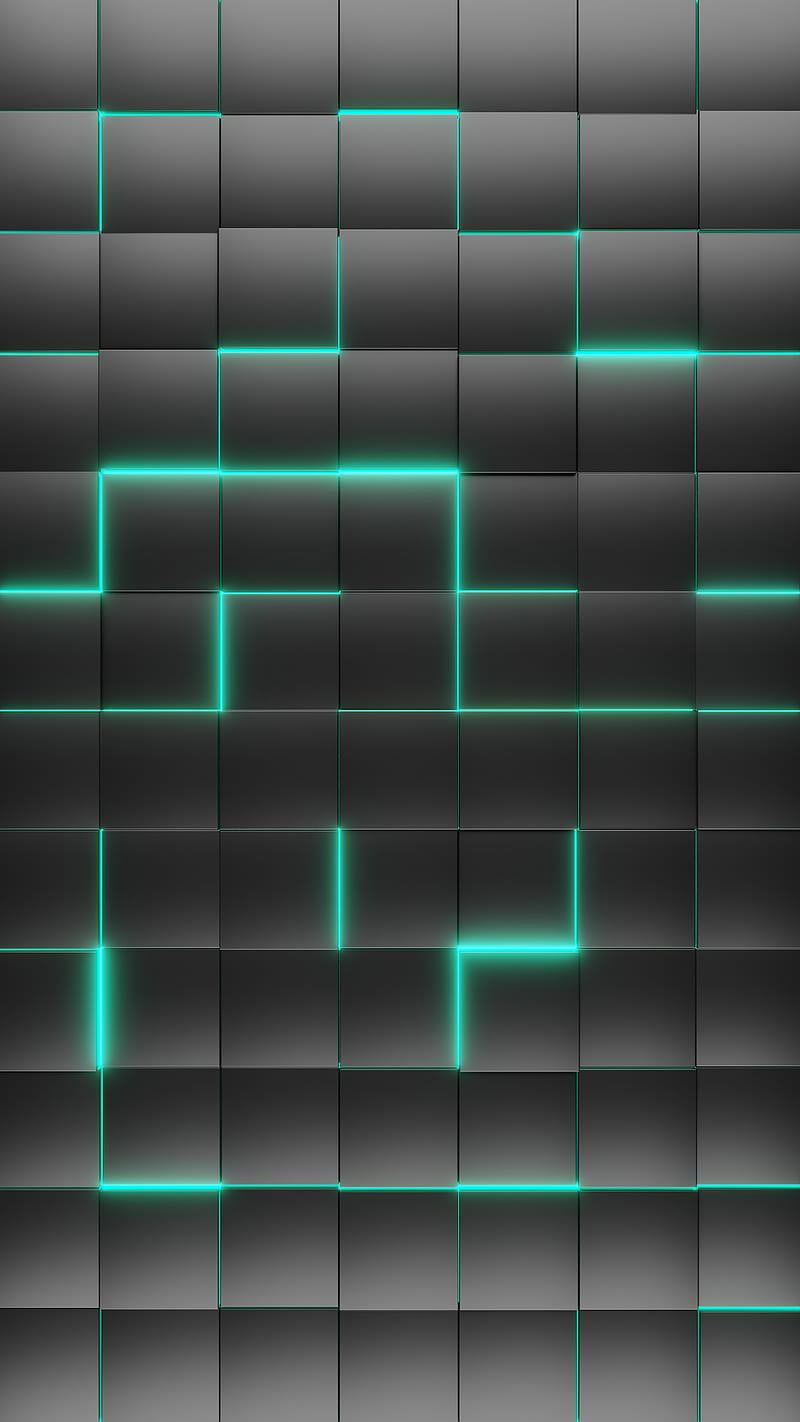 Black Tiles Green Gap, boxes, fi, futuristic, oled, sci, scifi, tech, technology, HD phone wallpaper