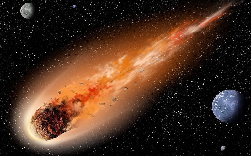 burning asteroid comet, stars, galaxy, NASA, sci-fi, universe, planets, asteroids, comets, HD wallpaper