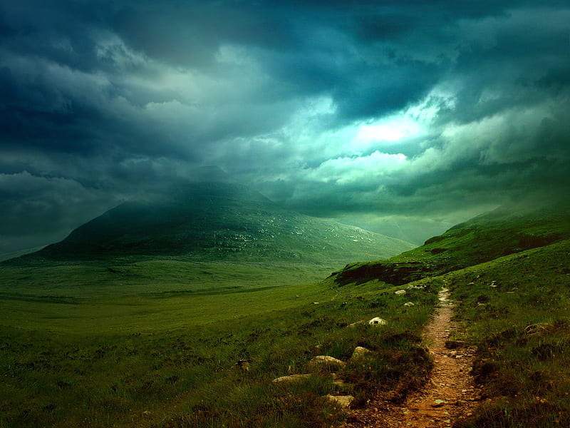 Blue, hills, grass, sky, clouds, vista, earthland, mountain, mexico, green,  dirt, HD wallpaper | Peakpx
