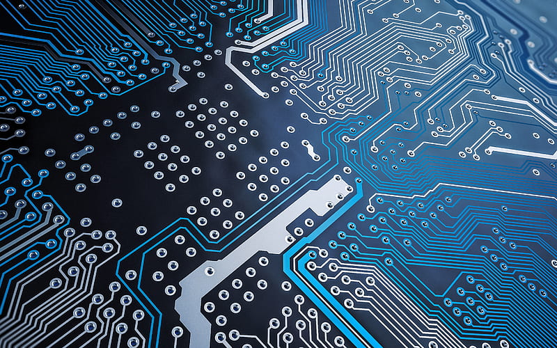blue circuit board texture, motherboard texture, blue technology background, technology texture, HD wallpaper
