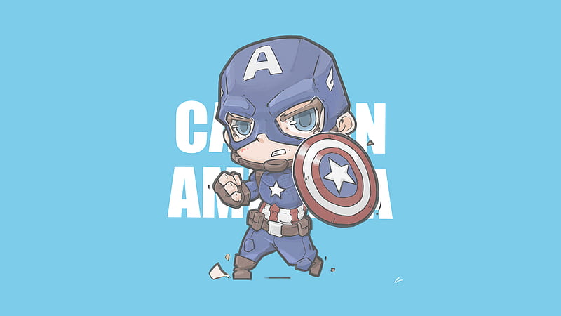 Captain America Minimal Chibbi , captain-america, superheroes, minimalism, minimalist, artist, artwork, digital-art, artstation, HD wallpaper
