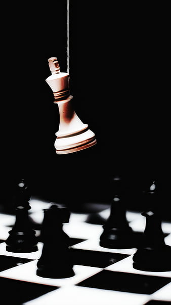 heathercooper: white chess pieces, 3d, black background, minimalistic, 8k,  UHD