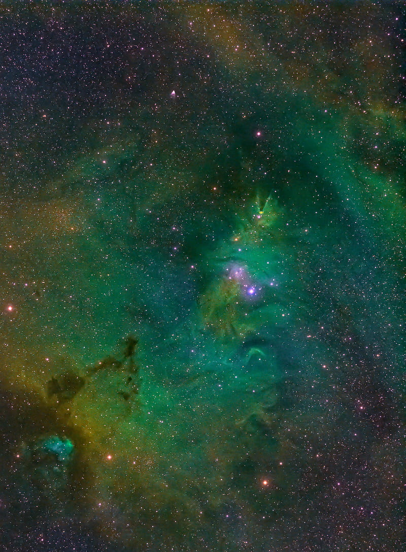 nebula, galaxy, stars, constellation, space, green, HD phone wallpaper