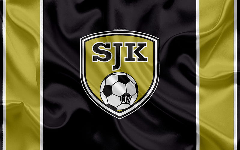 SJK FC Finnish football club, emblem, logo, Finnish Premier Division, Seinajoki, Finland, football, silk texture, HD wallpaper