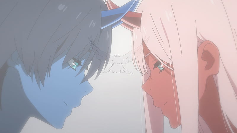 Darling In The FranXX Red Face Zero Two Blue Face Hiro Background Anime, HD wallpaper