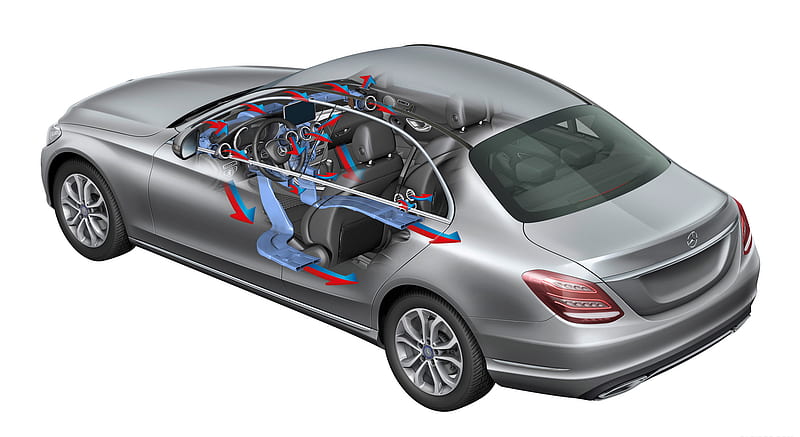 2015 Mercedes-Benz C-Class - Air Conditioning System - Technical Drawing , car, HD wallpaper