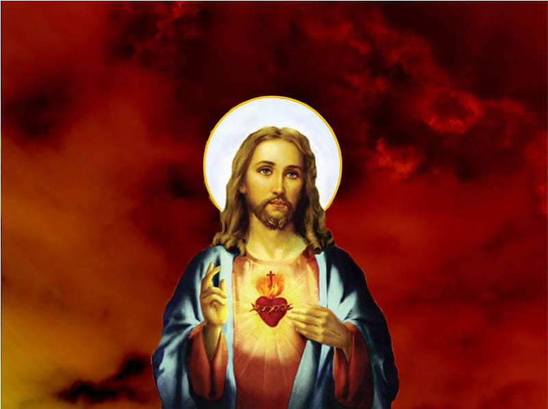 Sacred heart of JESUS, christ, jesus, god, heart, HD wallpaper