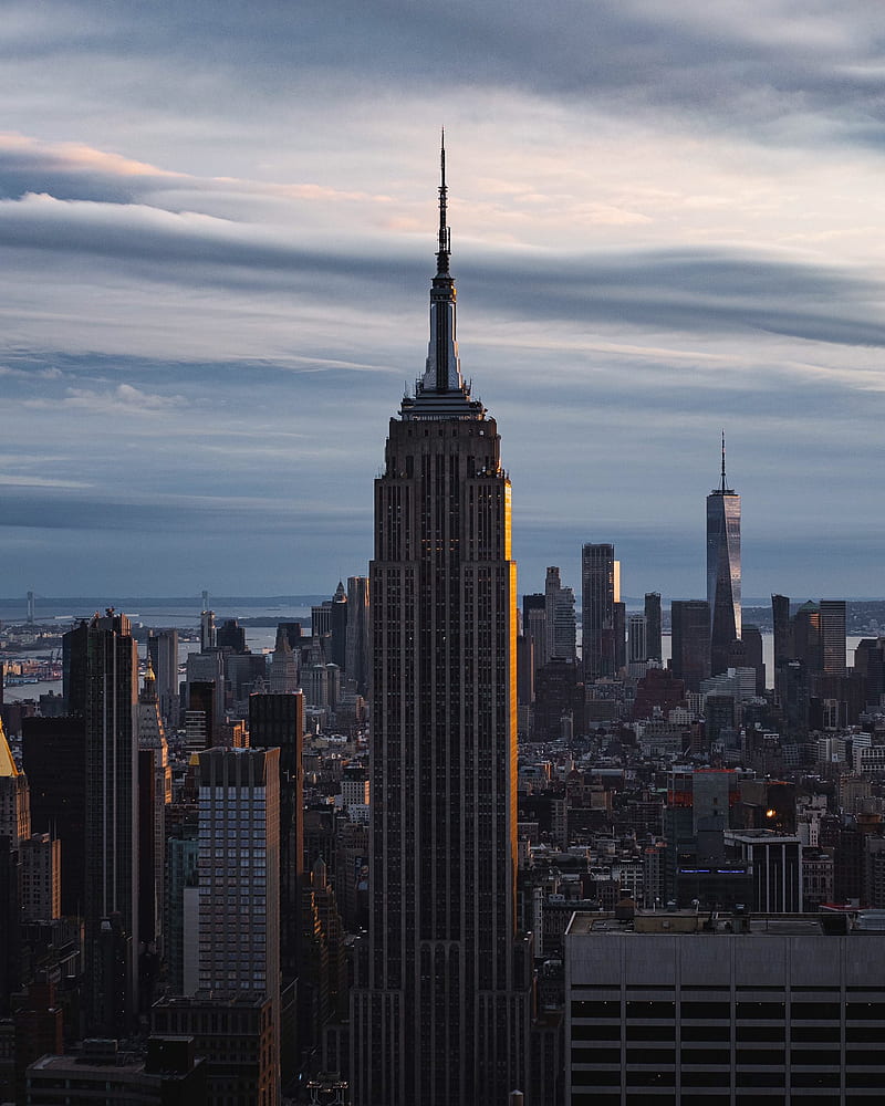 New York City, Empire State Building, One World Trade Center, city, building, skyscraper, portrait display, HD phone wallpaper
