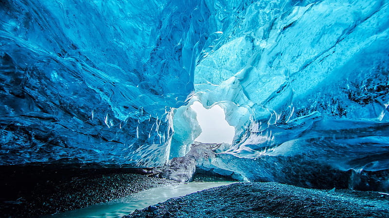 Cave Glacier Iceland Vatnajökull National Park Travel, HD wallpaper