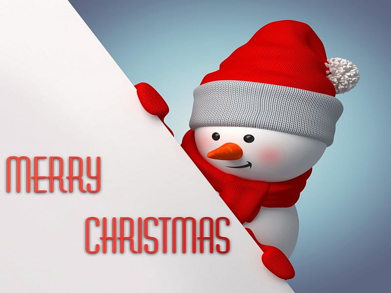 From my house to your house, red, greeting, snowman, mitts, hat, HD wallpaper