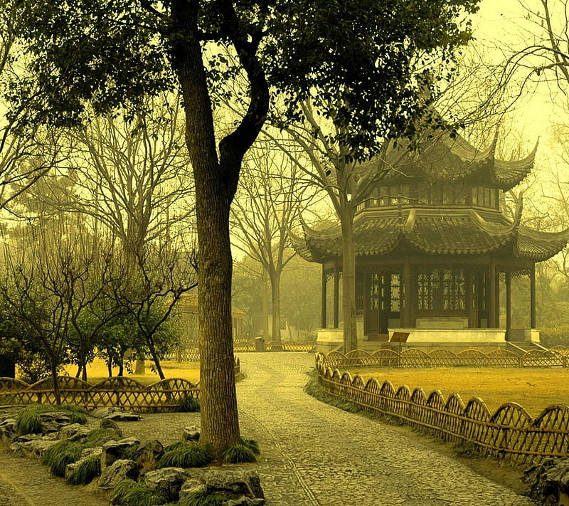 Pavilion, chinese, HD wallpaper