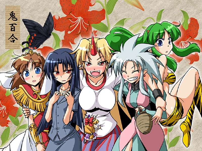 bunch of girls, female, tenchi, anime, touhou, oni, anime girl, girls, women, HD wallpaper