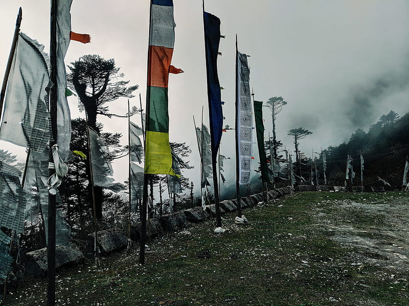 Lachung sikkim, buddhist flags, city, holidays, landscape, tourism, winter, HD  wallpaper | Peakpx