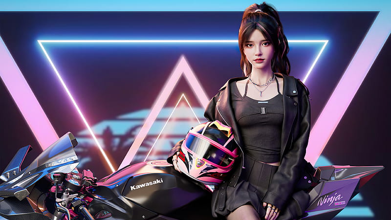 Cool Cgi Biker Girl With Ninja H2r, biker, girls, artist, artwork,  digital-art, HD wallpaper | Peakpx