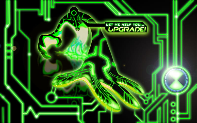 Let me help you UPGRADE..., ben 10, green, techno, upgrade, cartoon, virus, matrix, HD wallpaper