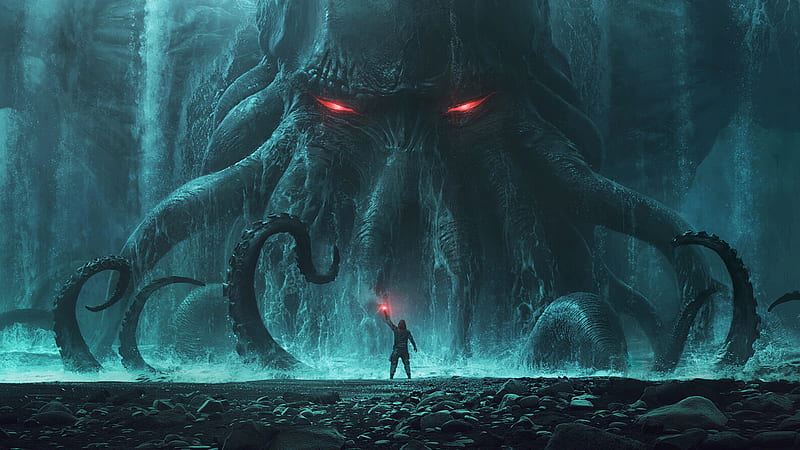 H.P. Lovecraft Man Sea Monster Cthulhu, HD wallpaper