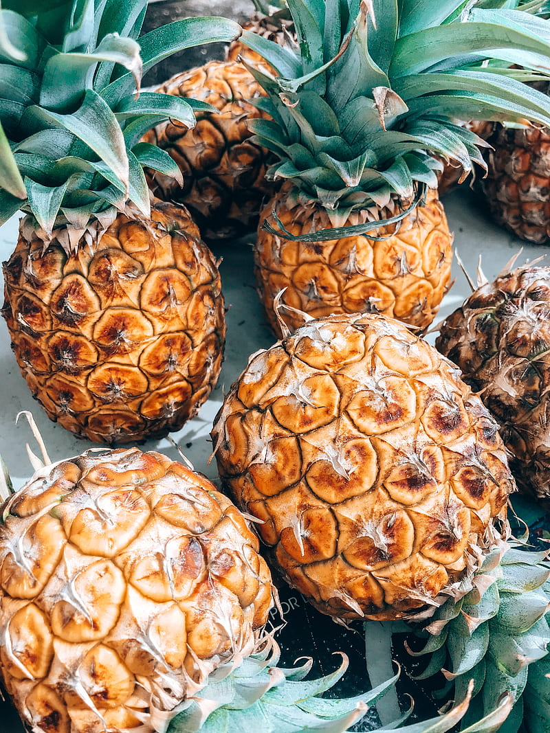 pineapples, fruit, fresh, ripe, HD phone wallpaper