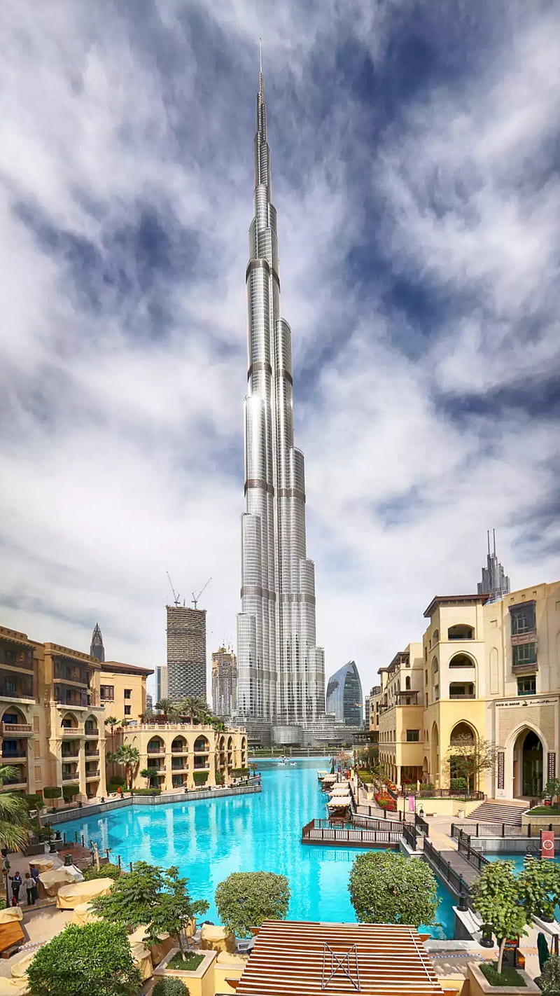 Dubai, arabia, burj khalifa, city, clouds, debai, khalifa, sky, tower, HD phone wallpaper