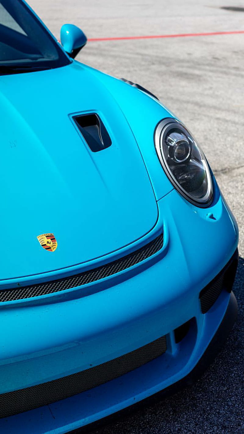 Baby Blue Porsche, america, car, carbon, gt3rs, new, esports, supercar, HD phone wallpaper