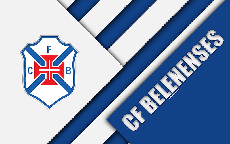 CF Belenenses, Portuguese football club, blue white abstraction logo, material design, Primeira Liga, Santa Maria de Belém, Portugal, football, Premier League, HD wallpaper