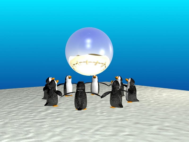 Mystic Penguins, globe, ball, snow, penguins, sphere, HD wallpaper