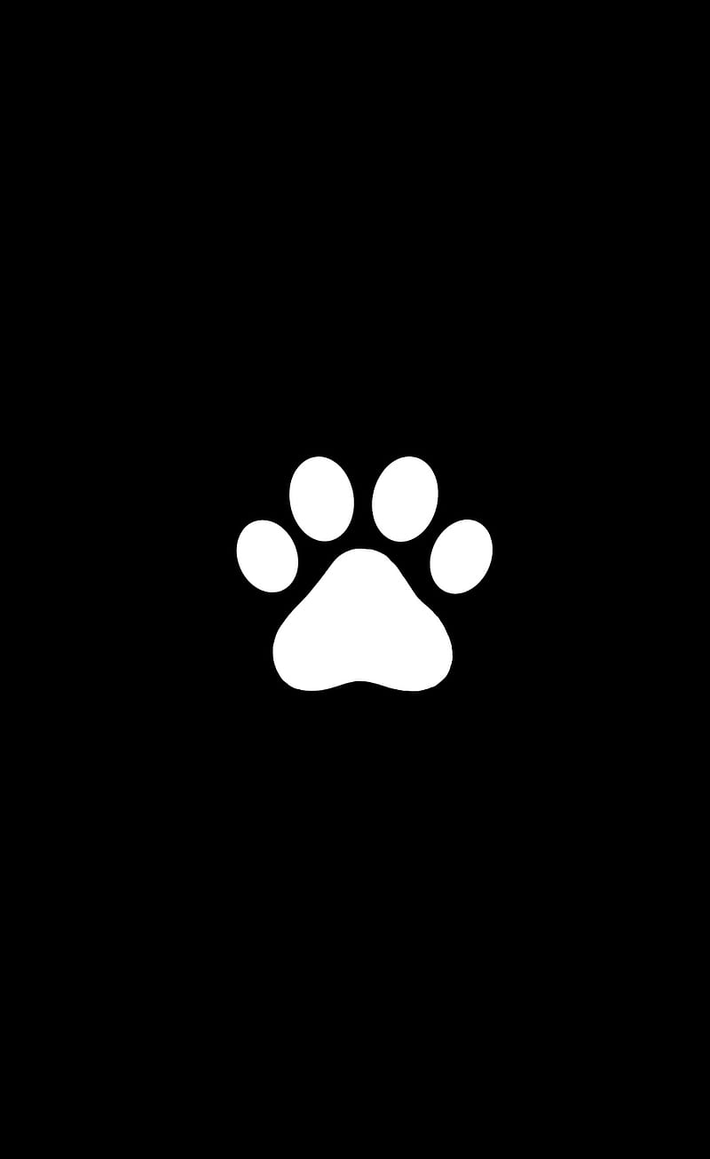 Dog paw, white, digital drawing, black, drawing, HD phone wallpaper