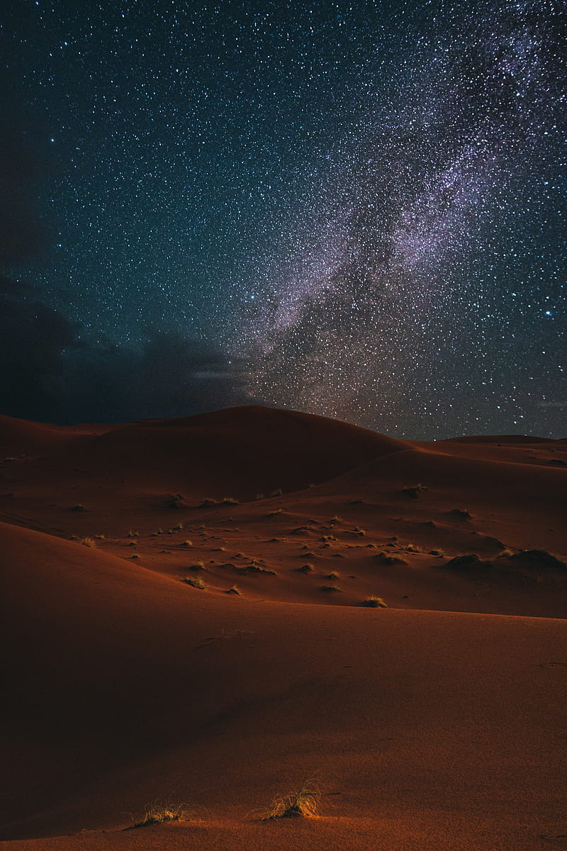 desert, night, starry sky, landscape, dark, HD phone wallpaper