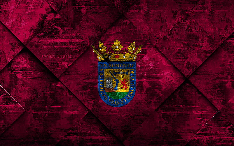 Flag of Alava grunge art, rhombus grunge texture, spanish province, Alava flag, Spain, national symbols, Alava, provinces of Spain, creative art, HD wallpaper