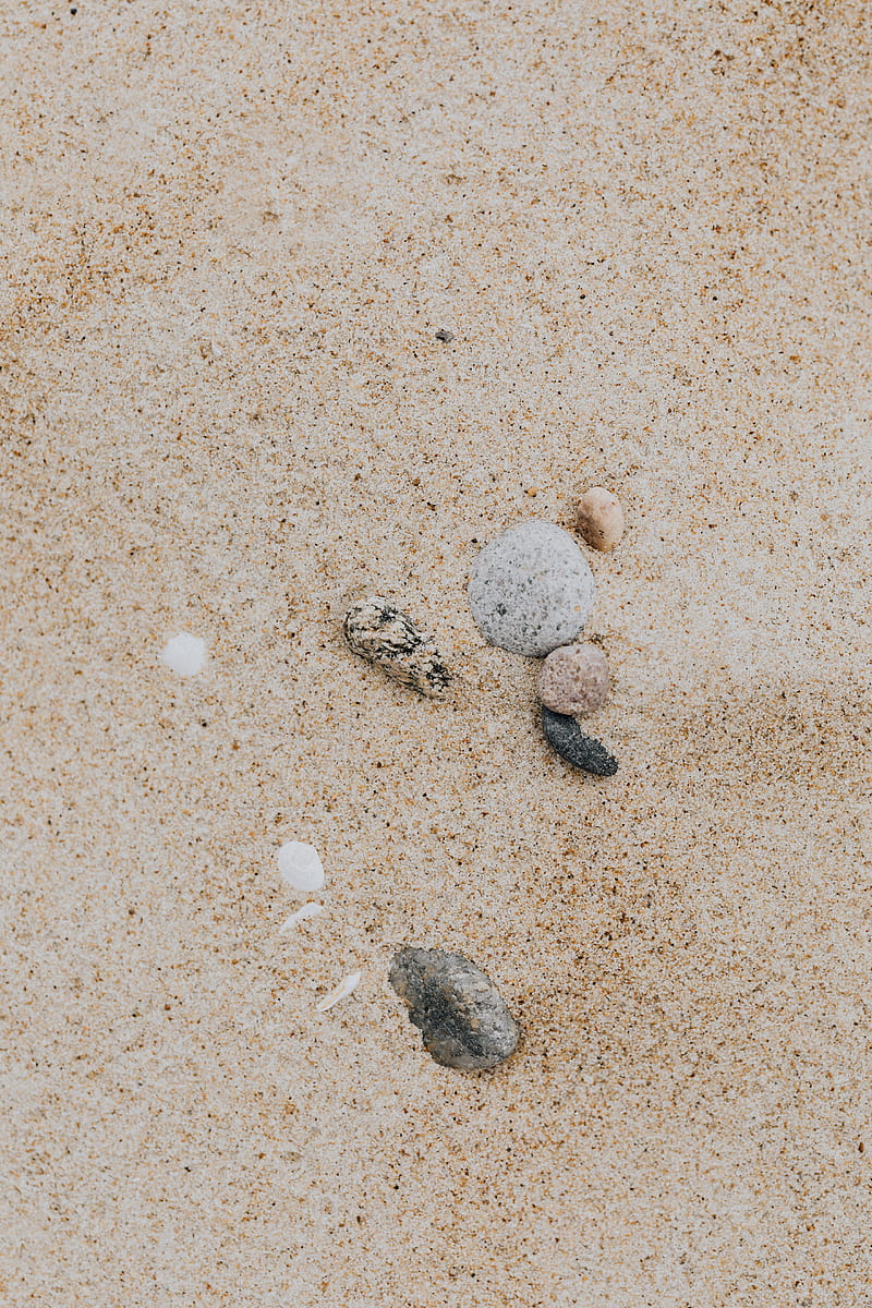 Gray and Black Stones on Brown Sand, HD phone wallpaper
