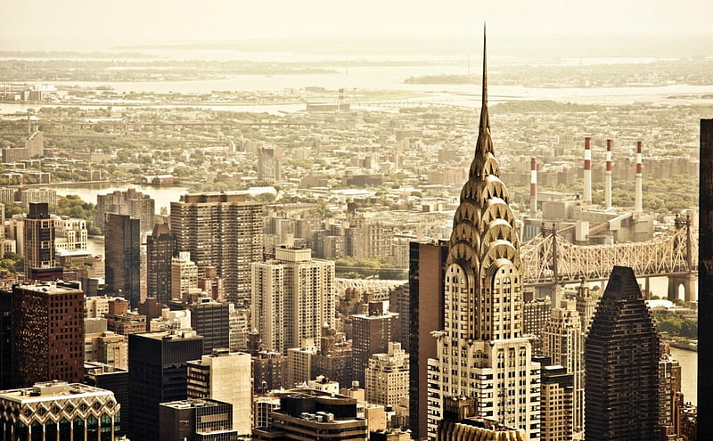 panorama of new york city in sepia, sepia, city, view, panoram, skyscrapers, HD wallpaper