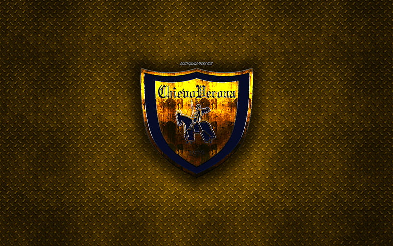 AC Chievo Verona, Italian football club, yellow metal texture, metal logo, emblem, Verona, Italy, Serie A, creative art, football, HD wallpaper