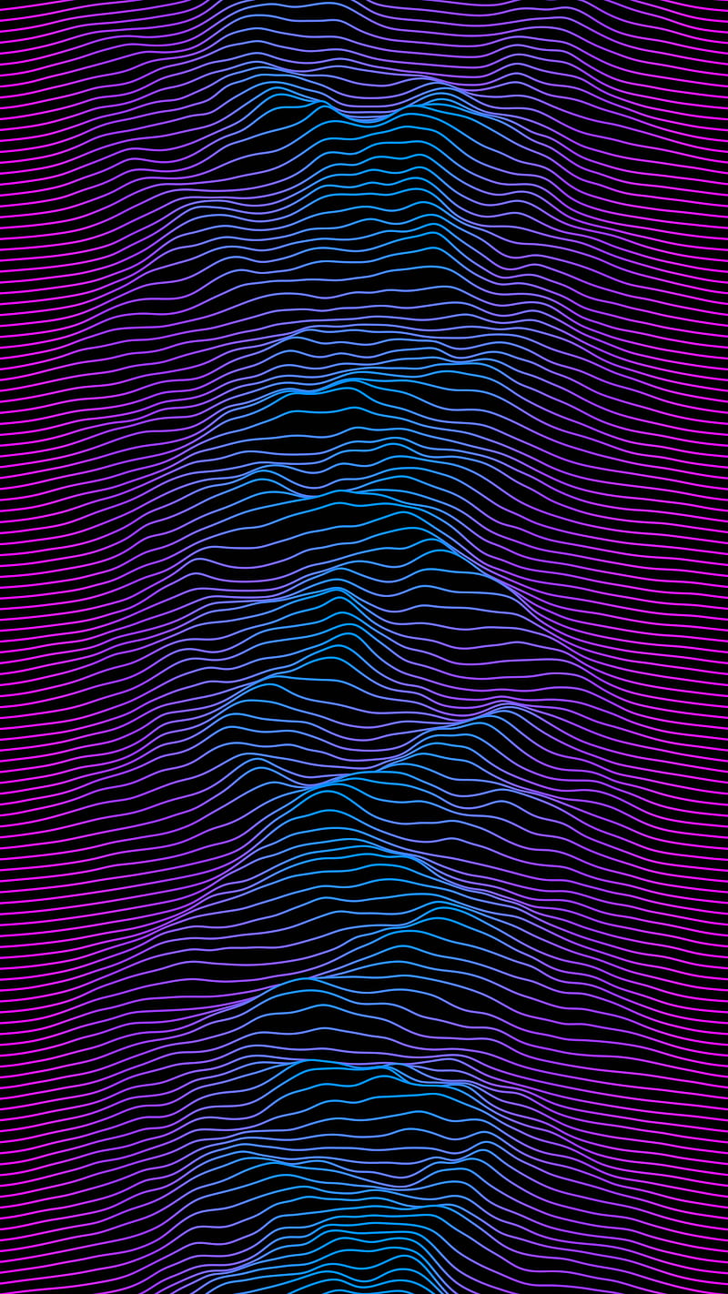 Neon terrain, abstract, blue, higgsas, lines, mountain, purple, simple, HD phone wallpaper